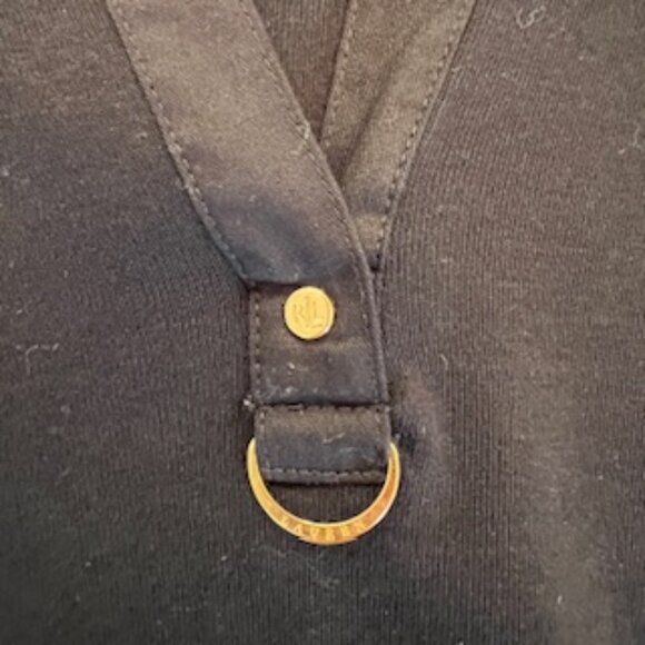 Lauren Ralph Lauren Women's Large Black Long Sleeve T-Shirt Gold Metal Accents - Picture 10 of 16